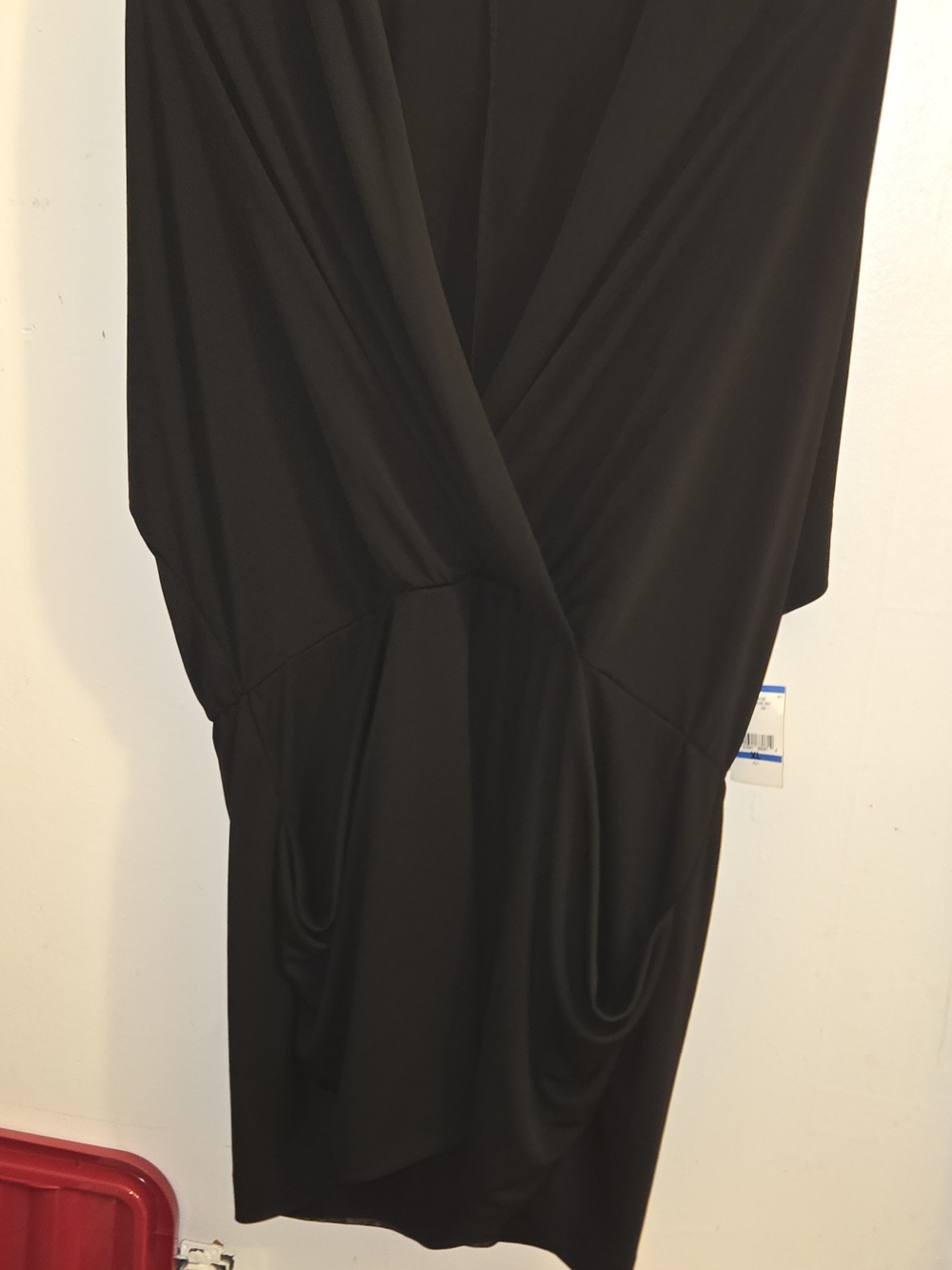 Rachael Ray Black Long Sleeve Wrap-Front Dress